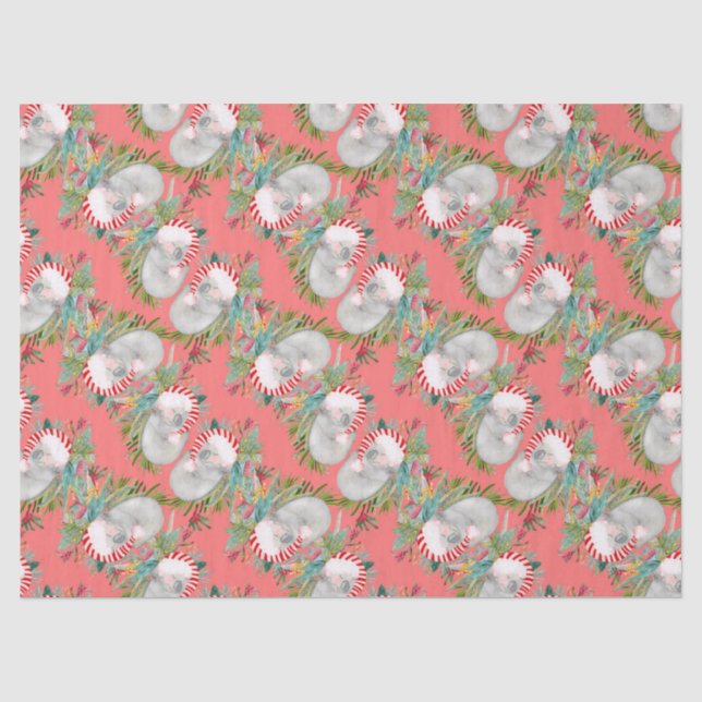 Koala Christmas Pink Seidenpapier (Vorderseite)