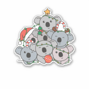 Koala Christmas Tree Funny Animal Christmas Aufkleber