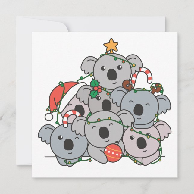 Koala Christmas Tree Funny Animal Christmas Invita Einladung (Vorderseite)