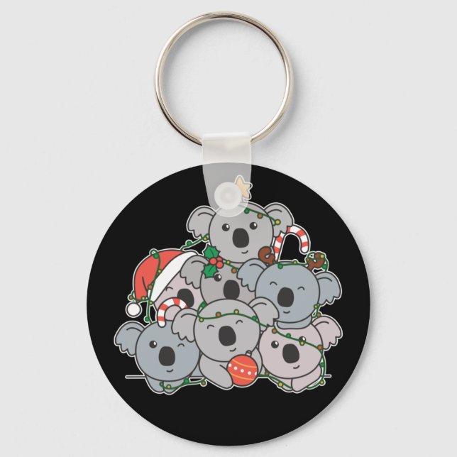 Koala Christmas Tree Funny Animal Christmas Keycha Schlüsselanhänger (Vorderseite)
