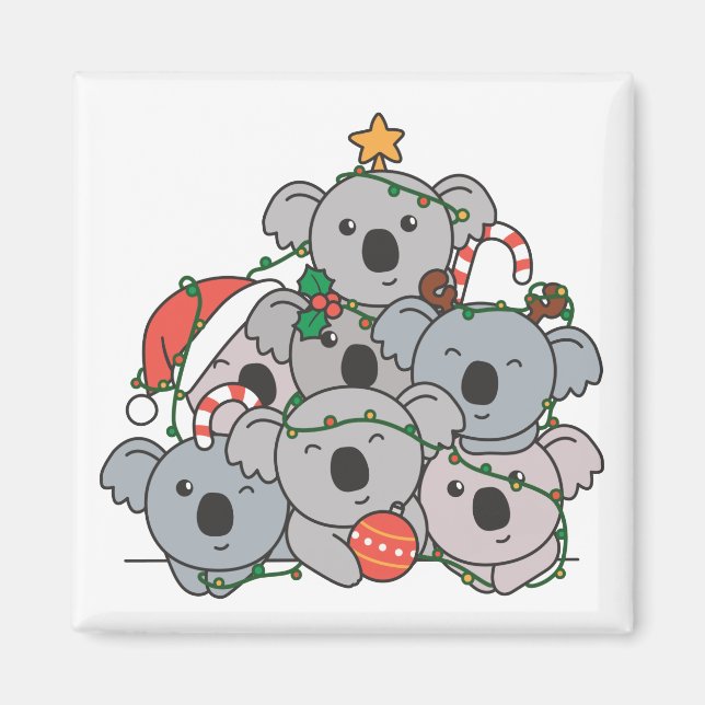 Koala Christmas Tree Funny Animal Christmas Magnet (Vorne)