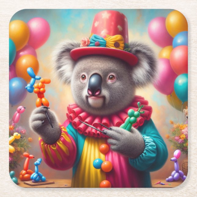 Koala Clown Rechteckiger Pappuntersetzer (Vorderseite)