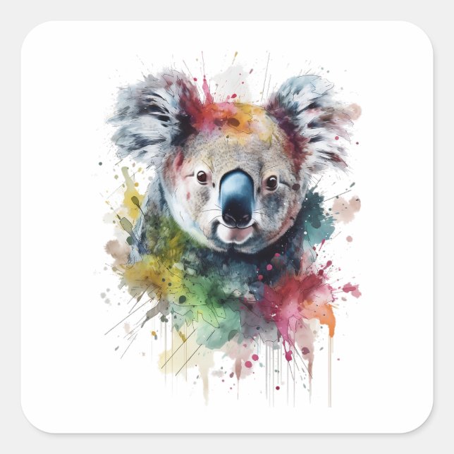 Koala Colorido: una ilustración vibrante Quadratischer Aufkleber (Vorderseite)