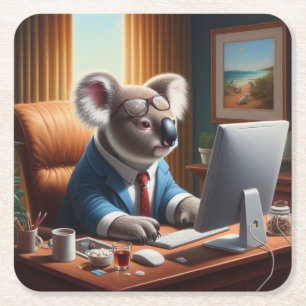 Koala Computer Rechteckiger Pappuntersetzer