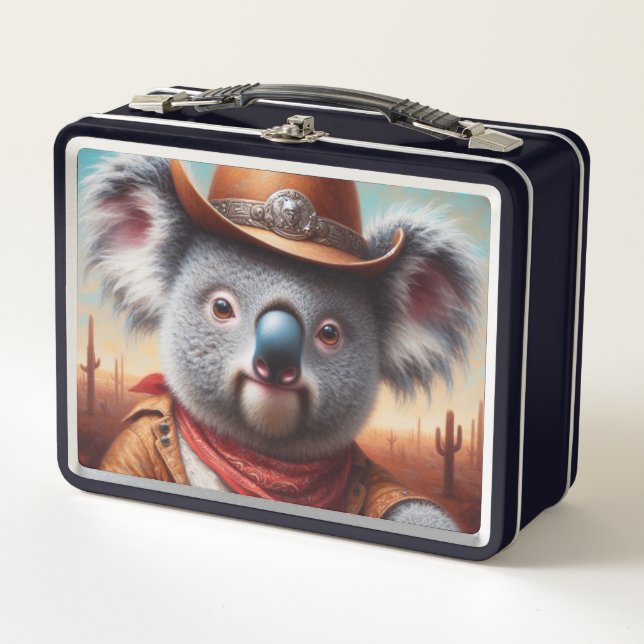 Koala Cowboy Metall Brotdose (Vorderseite)