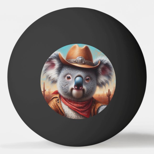 Koala Cowboy Tischtennisball (Vorderseite)