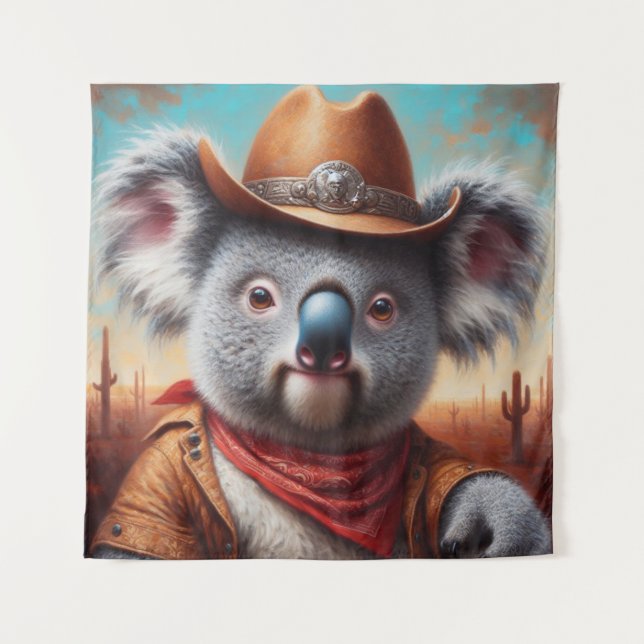 Koala Cowboy Wandteppich (Vorderseite)