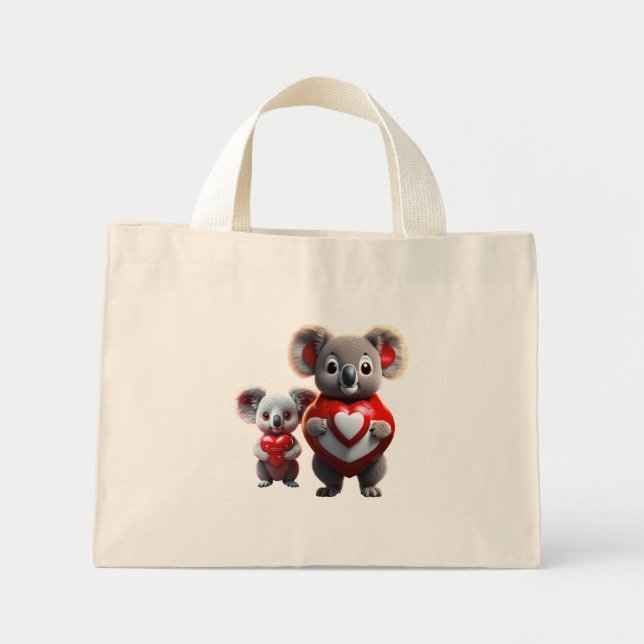 Koala Cuddle: Kleine Tasche" Mini Stoffbeutel (Vorne)