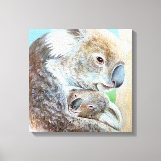 Koala cuddle Leinwand Kunstquadrat drucken (Vorderseite)