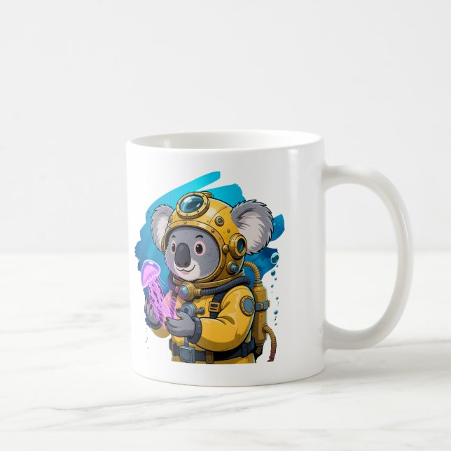 Koala Deep Sea Diver Cute Cartoon Explorer Kaffeetasse (Rechts)