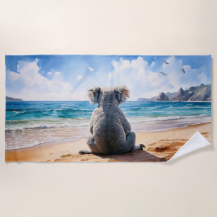 Koala, der aufs Meer schaut Strandtuch