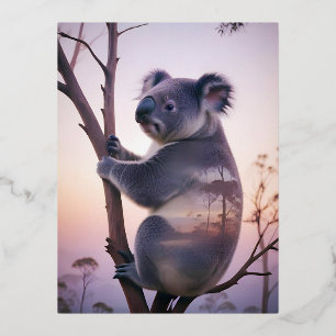 Koala Doppelexposition Tierart Wildnis Folien Feiertagspostkarte