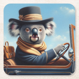 Koala Driving Rechteckiger Pappuntersetzer