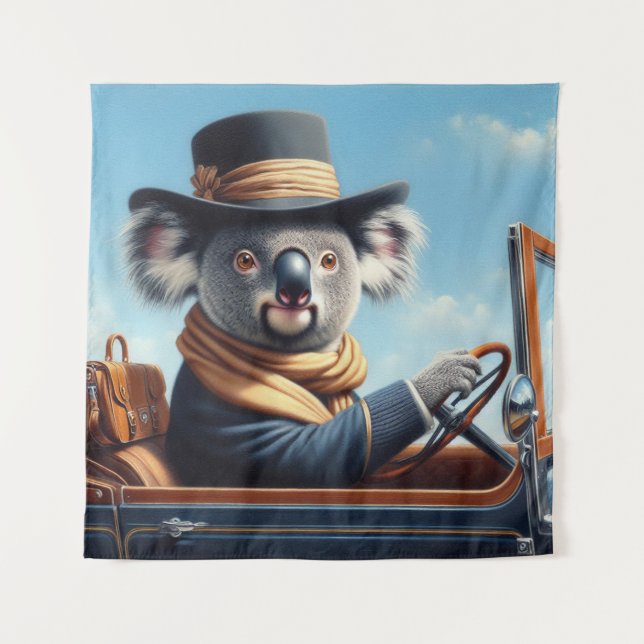 Koala Driving Wandteppich (Vorderseite)
