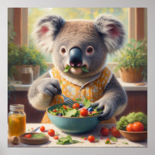 Koala Eating Salad Poster