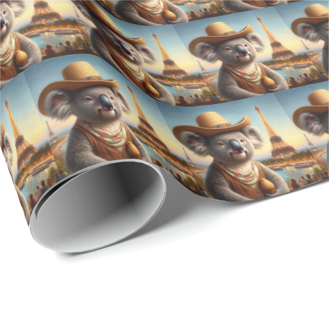 Koala Eiffel Tower Geschenkpapier (Rolleneckpunkt)