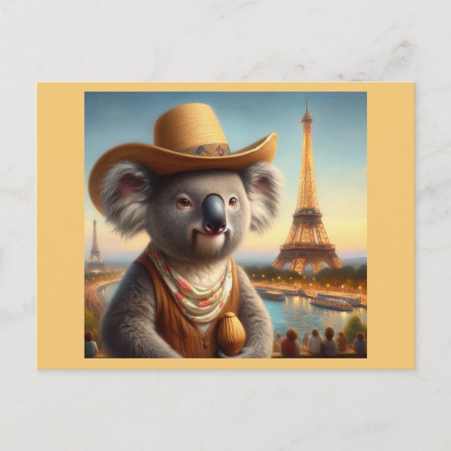 Koala Eiffel Tower Postkarte (Vorderseite)