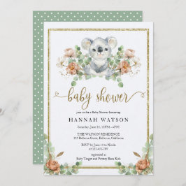 Koala Eucalyptus Woodland Elegant Baby Dusche Einladung