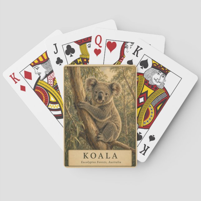 Koala Eukalyptuswald VINTAGE Spielkarten (Rückseite)