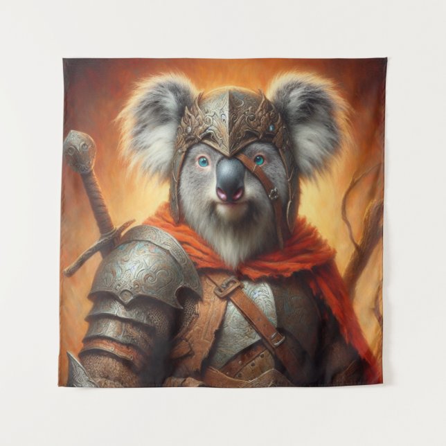 Koala Fantasy Warrior Wandteppich (Vorderseite)