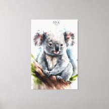 Koala - Farbe in Farbe, rosa Leinwand, Print