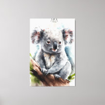 Koala - Farbe in Farbe, rosa Leinwand, Print
