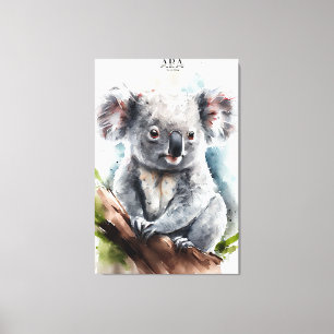 Koala - Farbe in Farbe, rosa Leinwand, Print Leinwanddruck