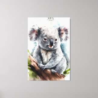 Koala - Farbe in Farbe, rosa Leinwand, Print Leinwanddruck