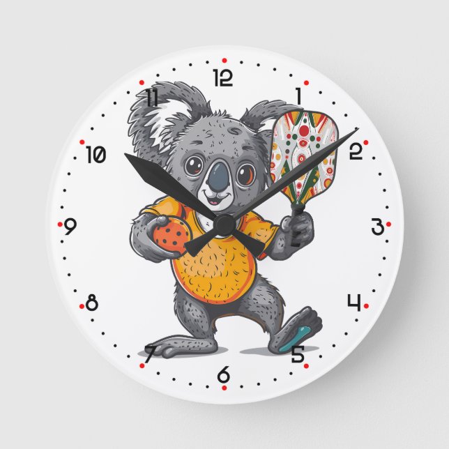 Koala-fied to Dinke Pickleball  Runde Wanduhr (Vorderseite)