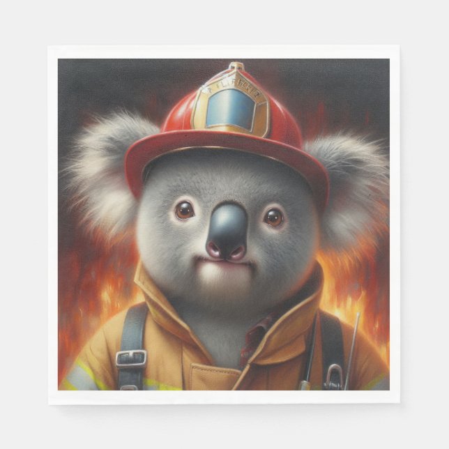 Koala Firefighter Serviette (Vorderseite)