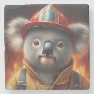 Koala Firefighter Steinuntersetzer