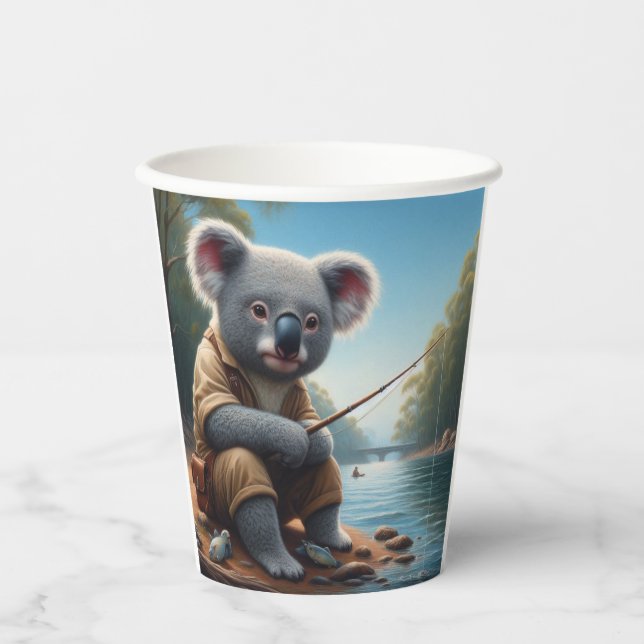 Koala Fishing Pappbecher (Vorderseite)