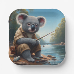 Koala Fishing Pappteller