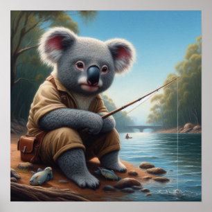 Koala Fishing Poster