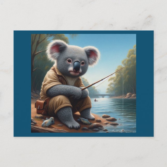 Koala Fishing Postkarte (Vorderseite)