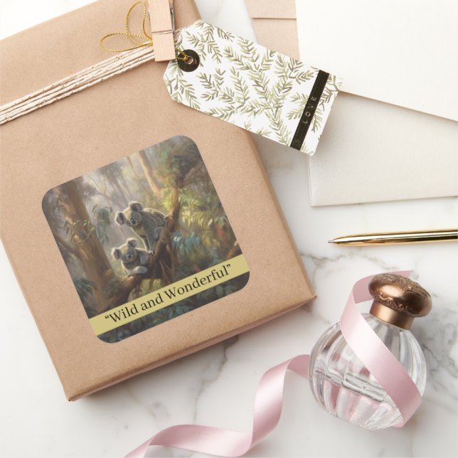 Koala Forest Dreams, Brauch Quadratischer Aufkleber (Schenken)