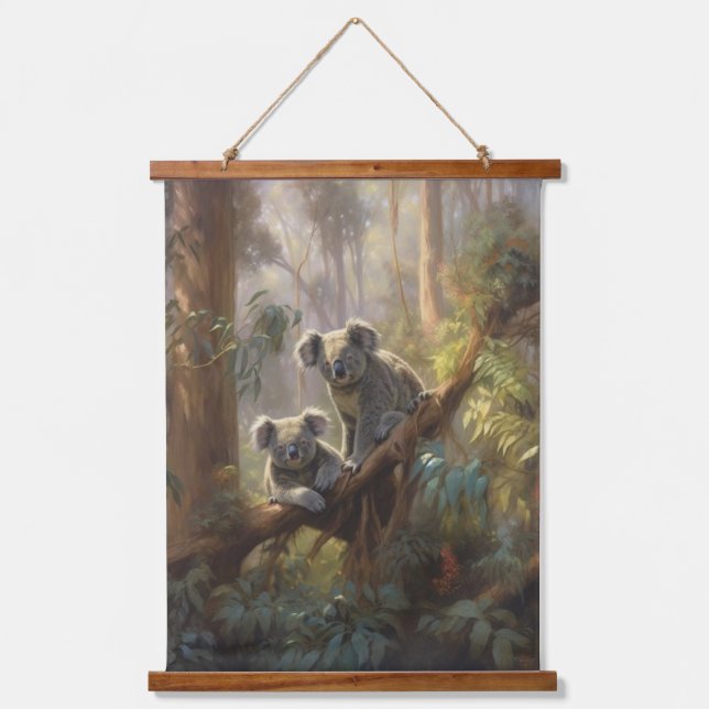 Koala Forest Dreams Wandteppich Mit Holzrahmen (Vorderseite)