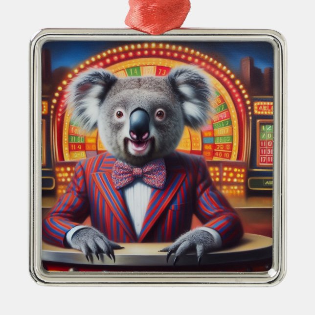 Koala Game Show Host Ornament Aus Metall (Vorne)