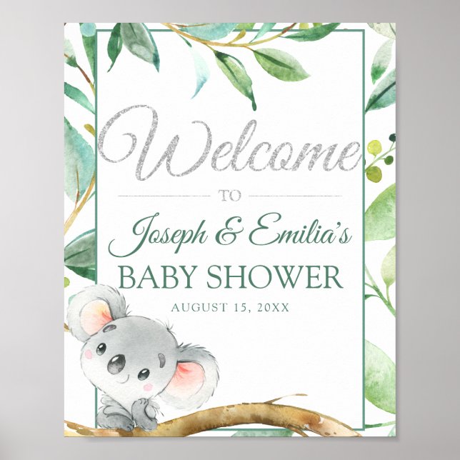 Koala Gender Neutral Baby Dusche Willkommen Poster (Vorne)