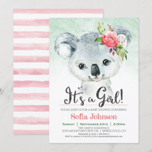 Koala Girl Baby Shower Einladung