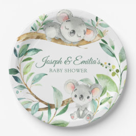 Koala Green und Gray Gender Neutral Baby Dusche Pappteller