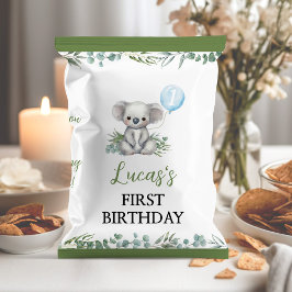 Koala Greenery Boy Birthday Chip Bag Wrapper Flyer