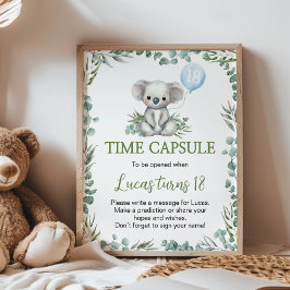 Koala Greenry Geburtstagsparty Time Capsule Sign Poster