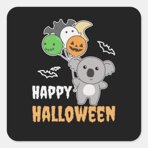 Koala Halloween Ballons für Kinder Niedlich Koalas Quadratischer Aufkleber