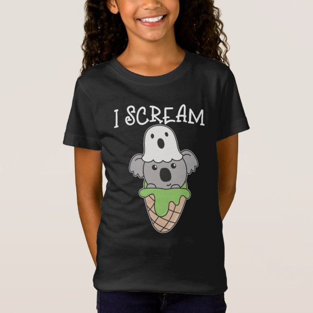 Koala Halloween Ghost I Schrei Eiscreme Puff T-Shirt (Vorderseite)