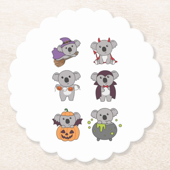 Koala Halloween Hexch Devil Pumpkin Vampire Untersetzer (Vorderseite)