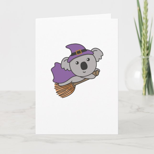 Koala Halloween Hexenkids Hexenkostüm Feiertagskarte (Vorderseite)