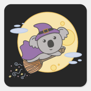 Koala Halloween Hexenkids Hexenkostüm Quadratischer Aufkleber