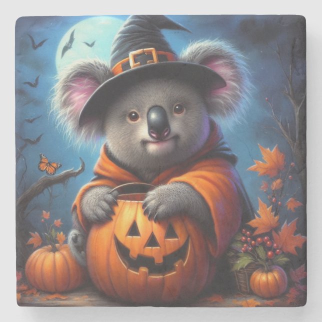 Koala Halloween-Kostüm Steinuntersetzer (Vorderseite)