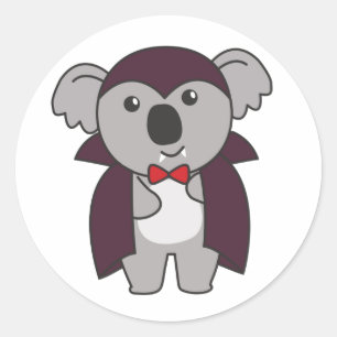 Koala Halloween Niedlich Devil Kids Vampire Costum Runder Aufkleber
